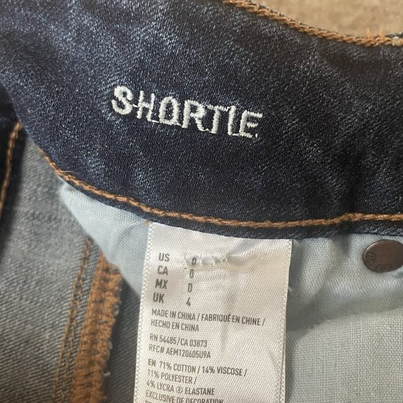 American Eagle Shorts Womens 0 Shortie Denim Jean Cut Off Stretch Dark Wash - Picture 4 of 8